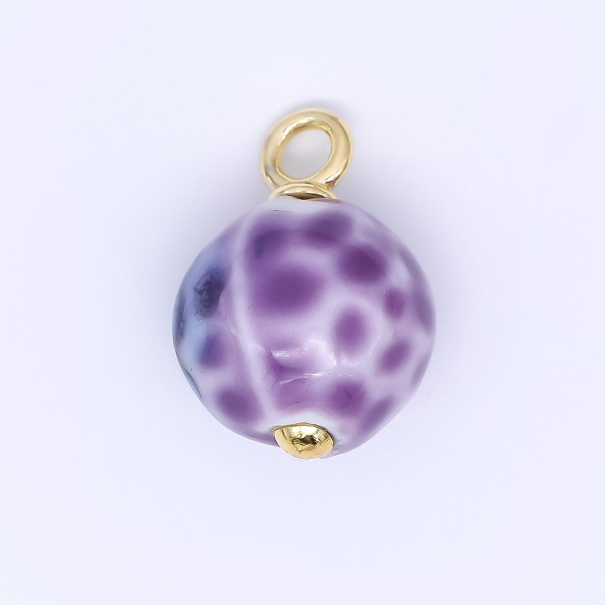 24K Gold Filled 22mm Ceramic Art Enchanted Round Orbs Charm | N - 1019 N - 1145 N - 1172 N - 1808 N - 1898 N - 1971 - DLUXCA