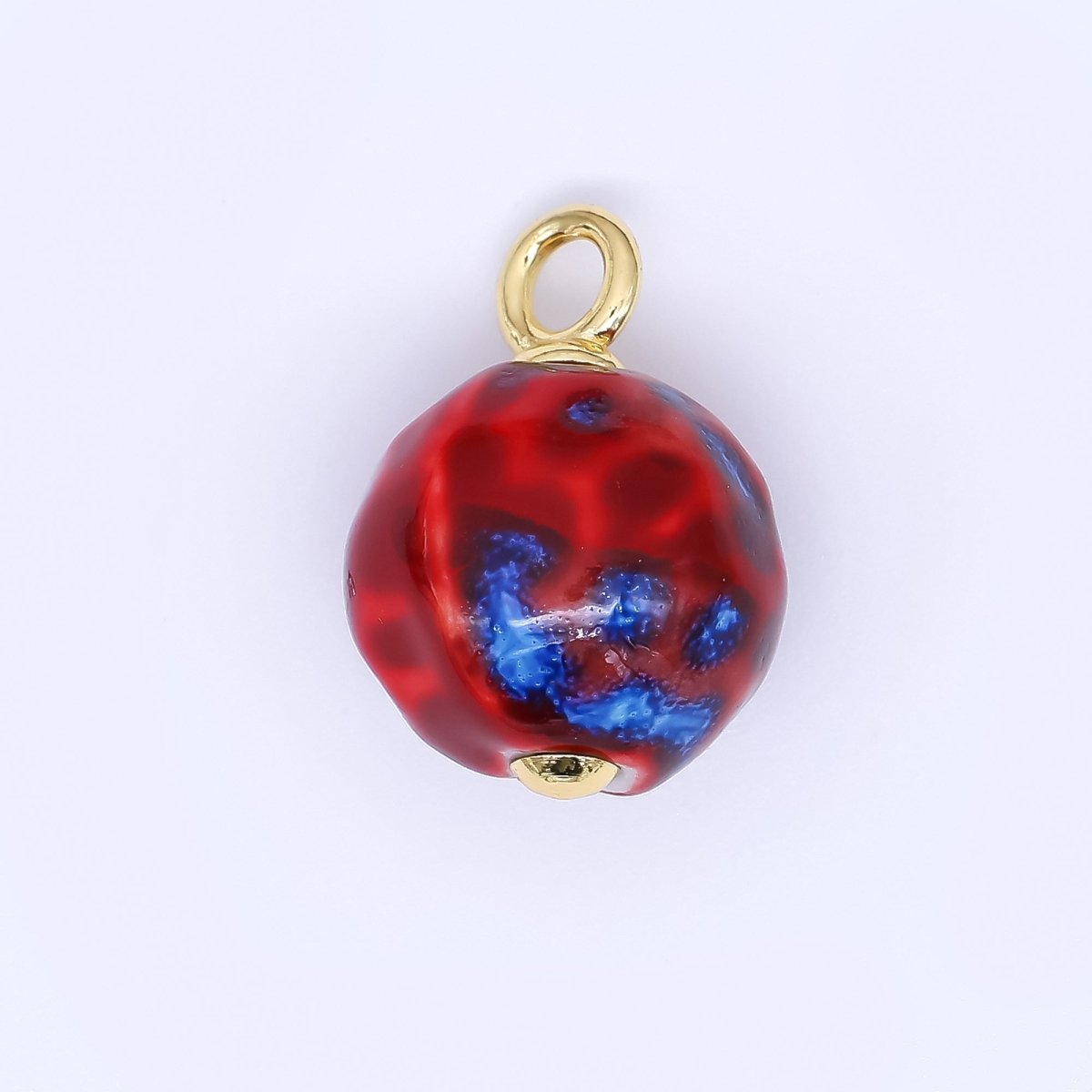 24K Gold Filled 22mm Ceramic Art Enchanted Round Orbs Charm | N - 1019 N - 1145 N - 1172 N - 1808 N - 1898 N - 1971 - DLUXCA