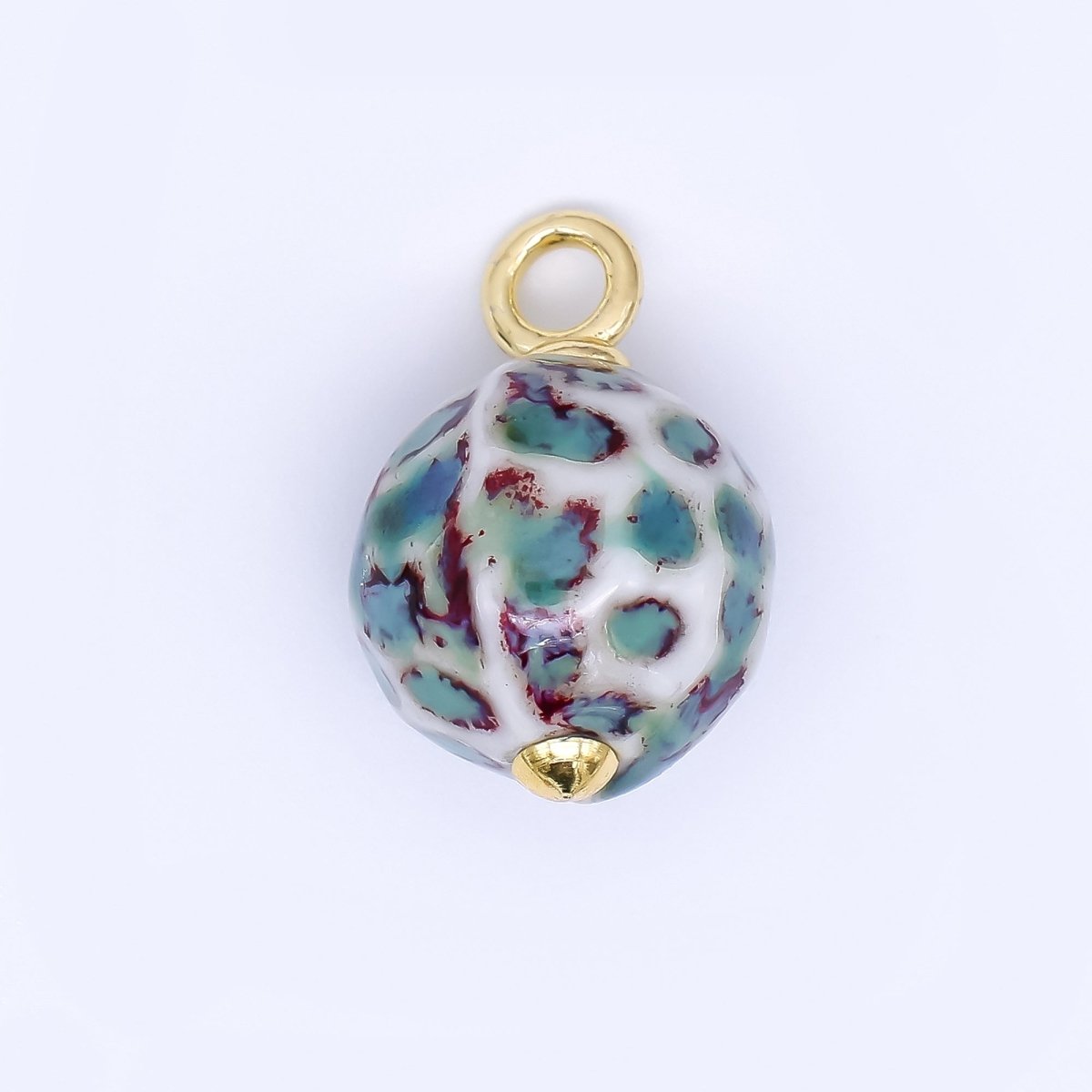 24K Gold Filled 22mm Ceramic Art Enchanted Round Orbs Charm | N - 1019 N - 1145 N - 1172 N - 1808 N - 1898 N - 1971 - DLUXCA