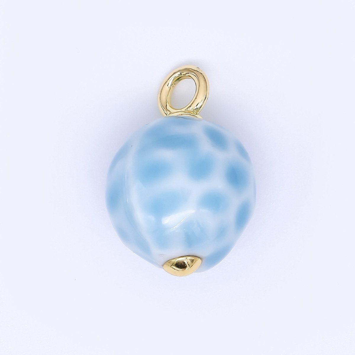 24K Gold Filled 22mm Ceramic Art Enchanted Round Orbs Charm | N - 1019 N - 1145 N - 1172 N - 1808 N - 1898 N - 1971 - DLUXCA