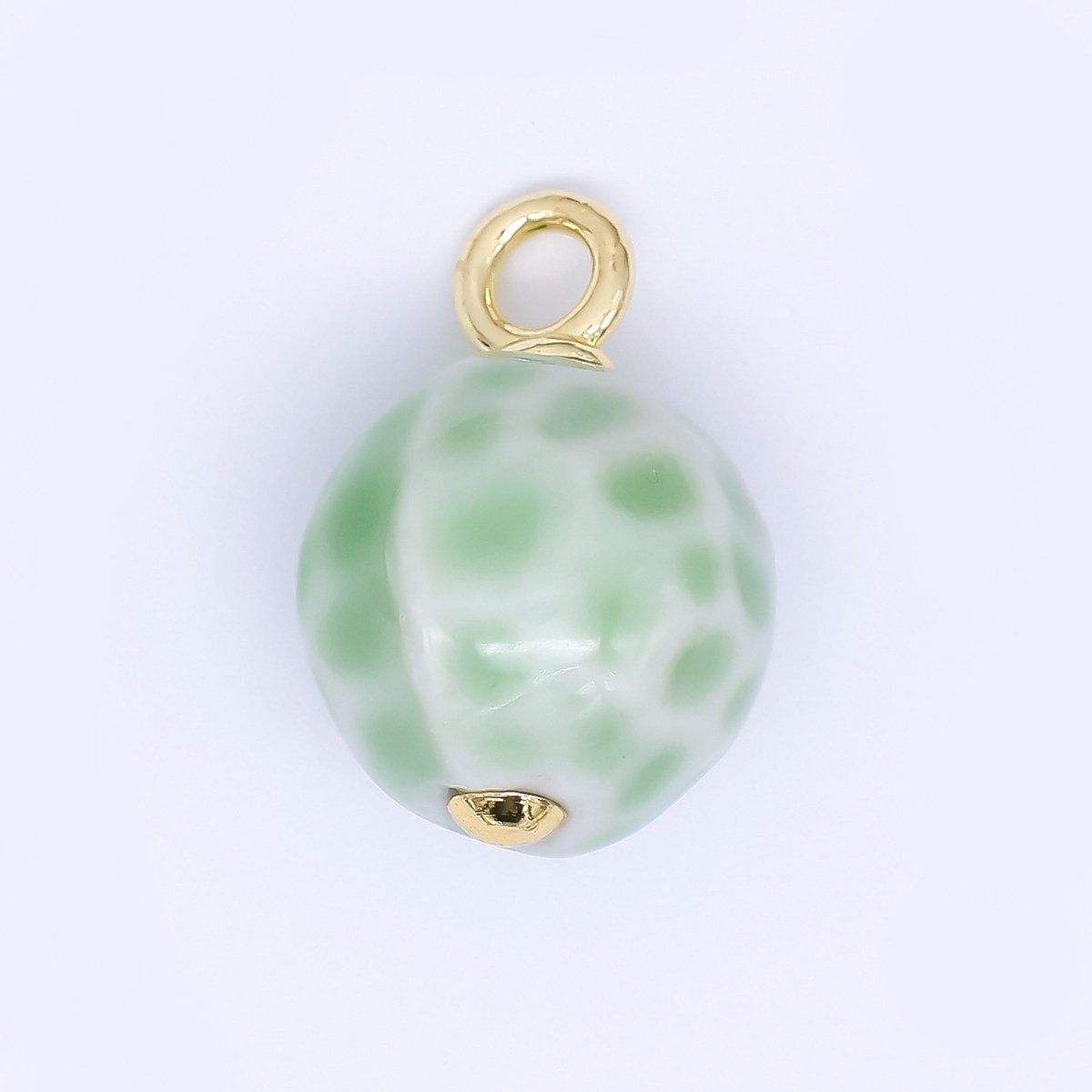 24K Gold Filled 22mm Ceramic Art Enchanted Round Orbs Charm | N - 1019 N - 1145 N - 1172 N - 1808 N - 1898 N - 1971 - DLUXCA