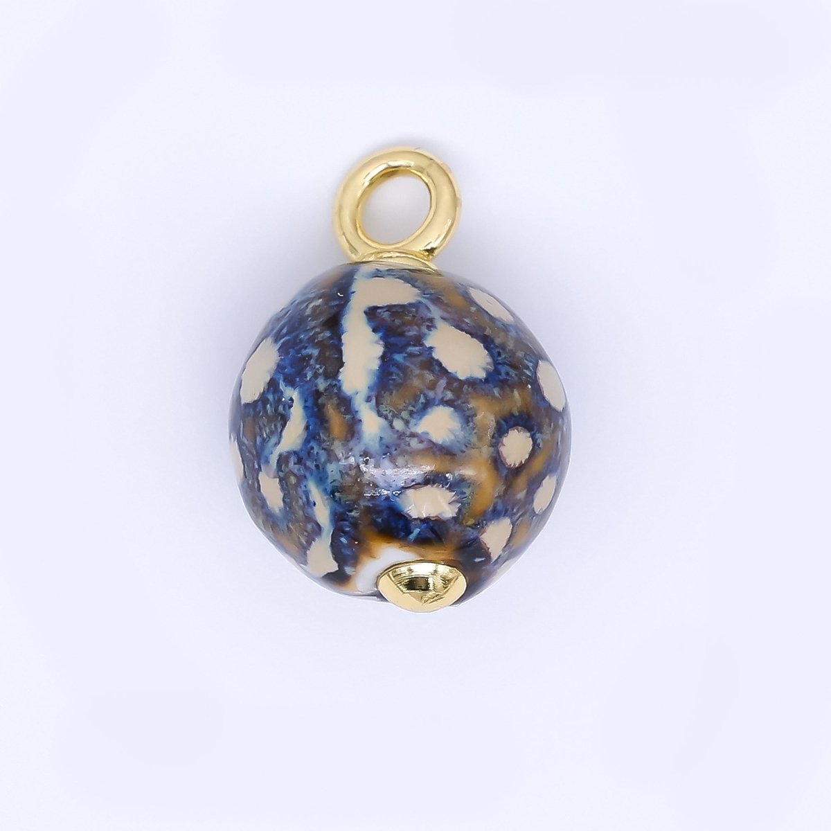 24K Gold Filled 22mm Ceramic Art Enchanted Round Orbs Charm | N - 1019 N - 1145 N - 1172 N - 1808 N - 1898 N - 1971 - DLUXCA