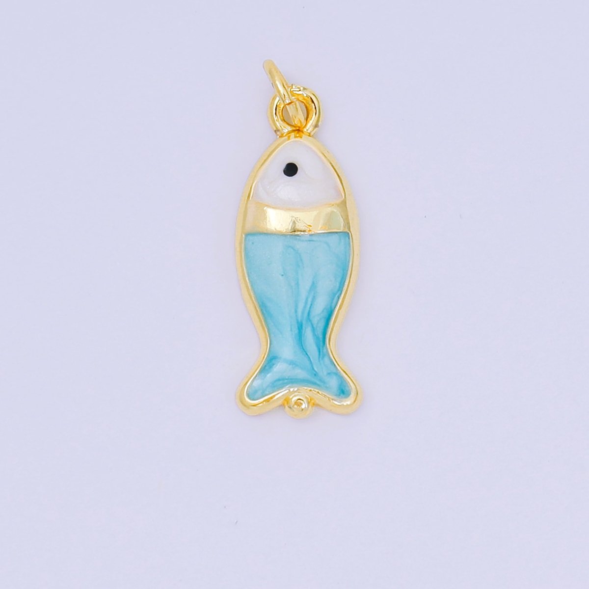 24K Gold Filled 22mm Enamel Pink Purple Blue Pastel Tiny Sea Fish Animal Charm | D - 367 D - 369 - DLUXCA