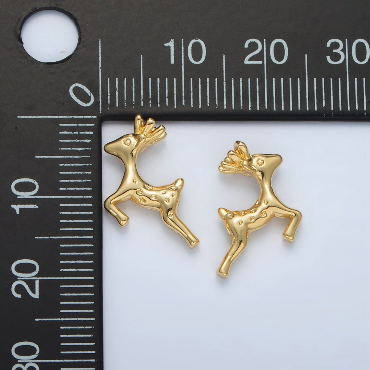 24K Gold Filled 22mm Leaping Dotted Reindeer Animal Charm | AC102 - DLUXCA