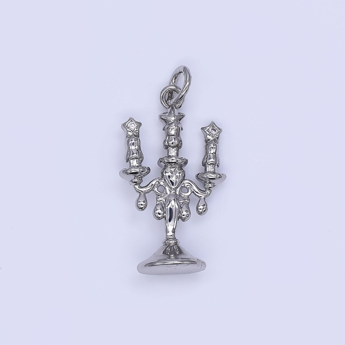 24K Gold Filled 22mm Micro Paved CZ Candlestick Holder Charm in Gold & Silver | AJ - 511 - DLUXCA