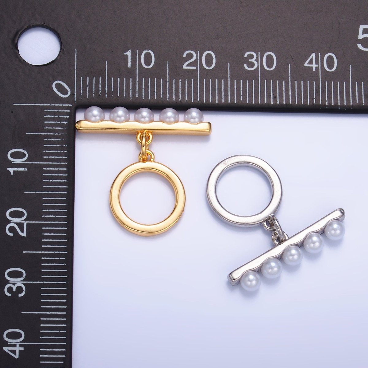 24K Gold Filled 22mm Pearl Minimalist Toggle Clasps Closure Findings in Gold & Silver | Z1038 - DLUXCA