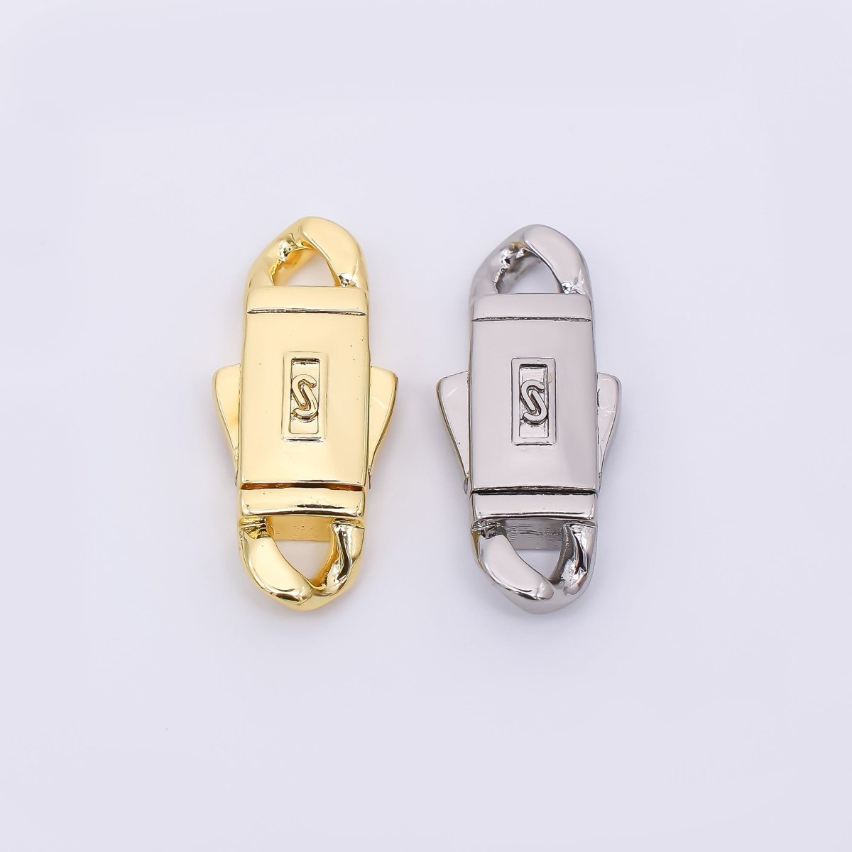 24K Gold Filled 22mm S - Logo Box Clasp Closure Findings in Gold & Silvder | Z - 1310 - DLUXCA
