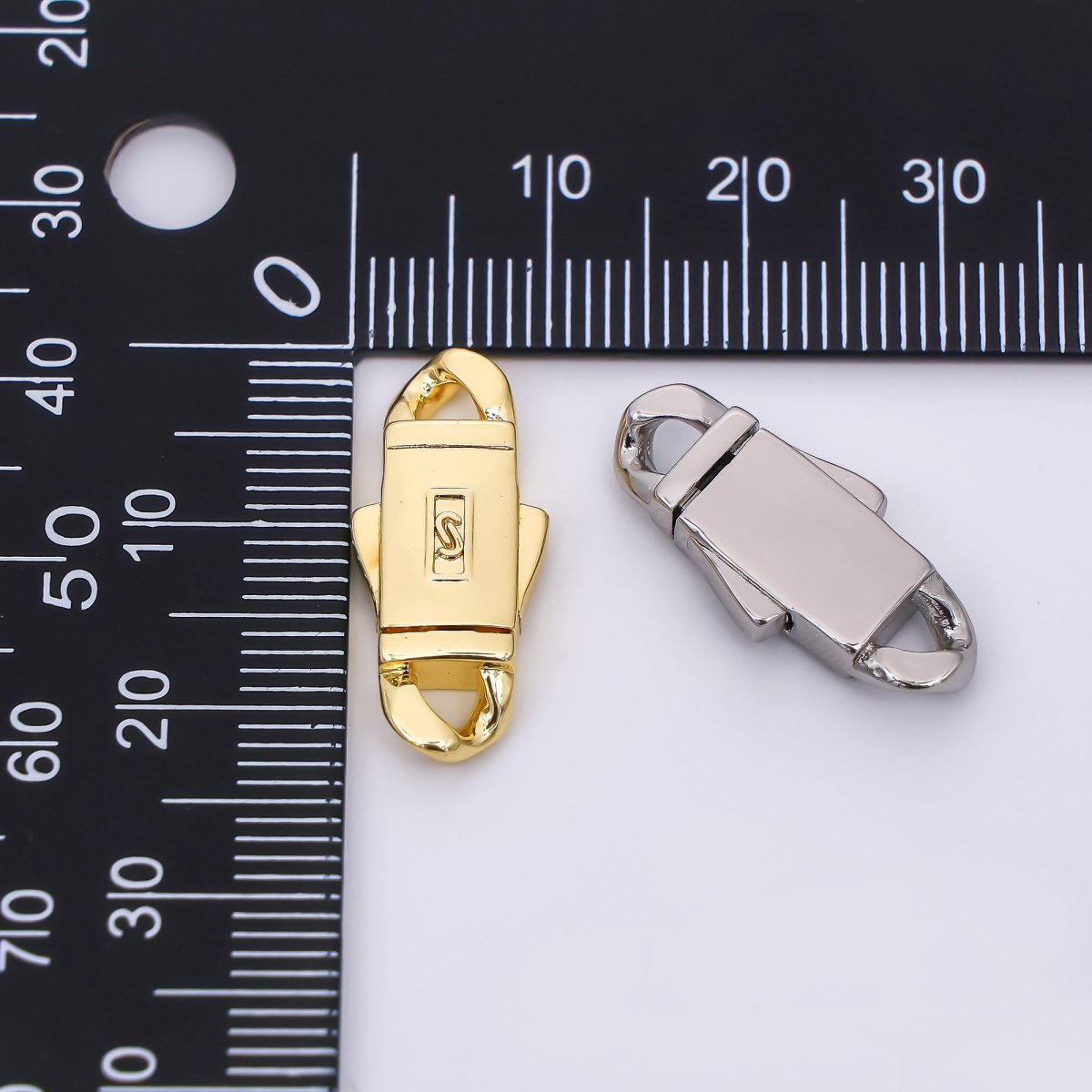 24K Gold Filled 22mm S - Logo Box Clasp Closure Findings in Gold & Silvder | Z - 1310 - DLUXCA