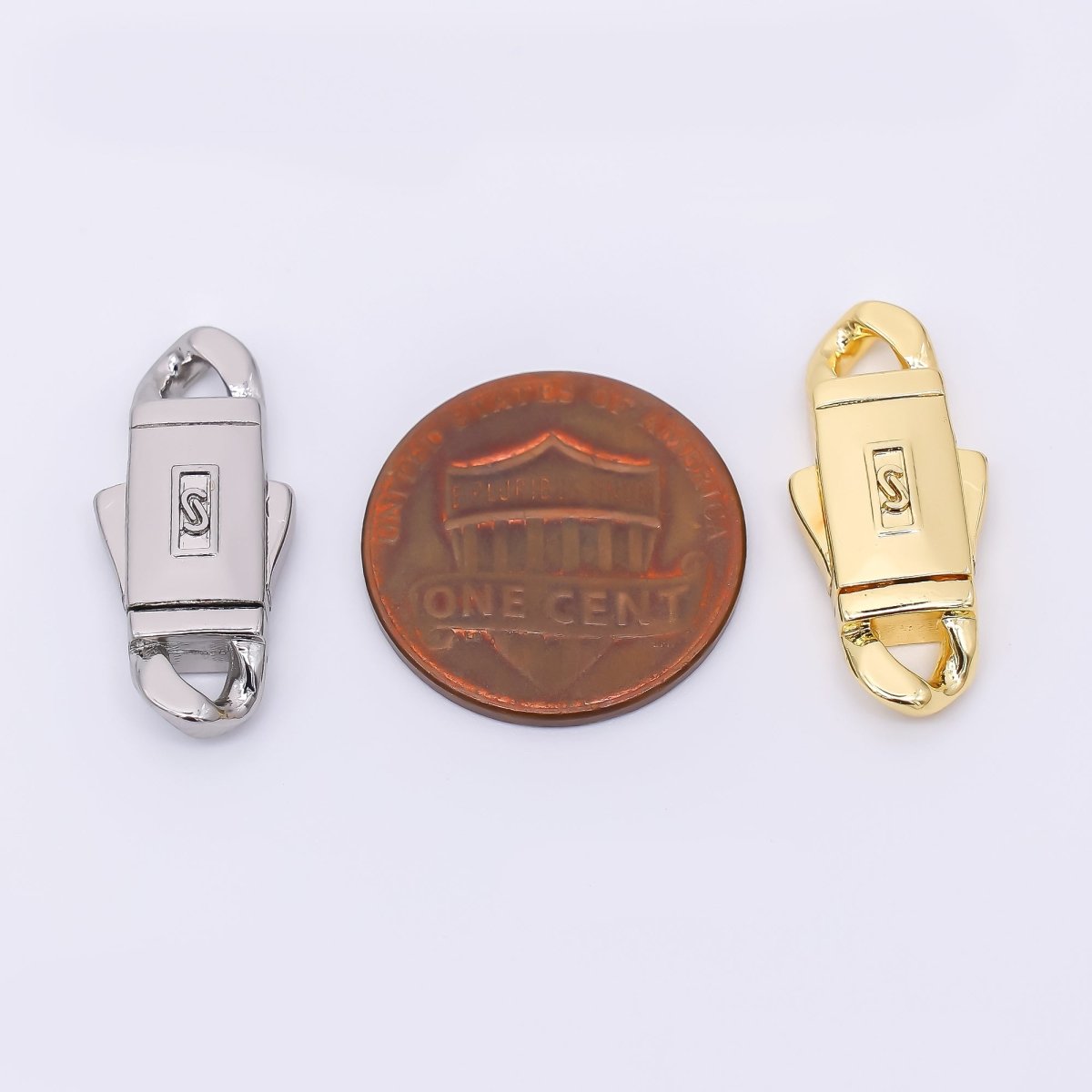 24K Gold Filled 22mm S - Logo Box Clasp Closure Findings in Gold & Silvder | Z - 1310 - DLUXCA