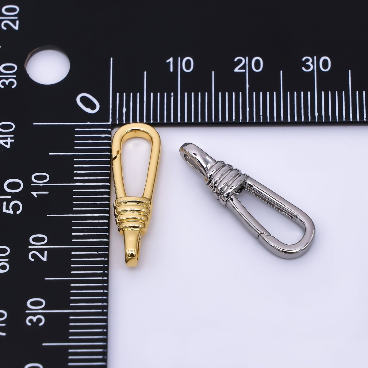 24K Gold Filled 23.5mm Wired - Wrap Push Gate Closure Finding in Gold & Silver | Z - 1314 - DLUXCA