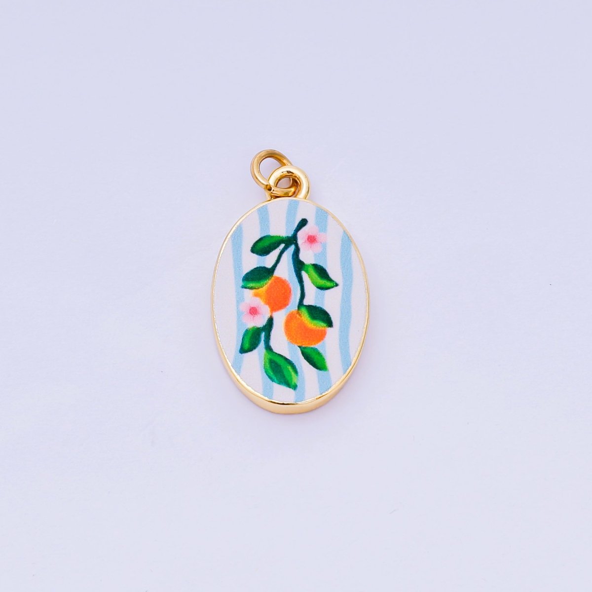 24K Gold Filled 23mm Enamel Art Oval Spring Holiday Charm in Flower, Butterfly, & Nature | AH - 544 AH - 545, AJ - 513, AJ - 514, AJ - 520, AJ - 522, AJ - 528 - AJ530, AJ - 532 - AJ - 535, AJ - 539 AJ - 540, AJ - 544 AJ - 545, AJ - 547 - DLUXCA