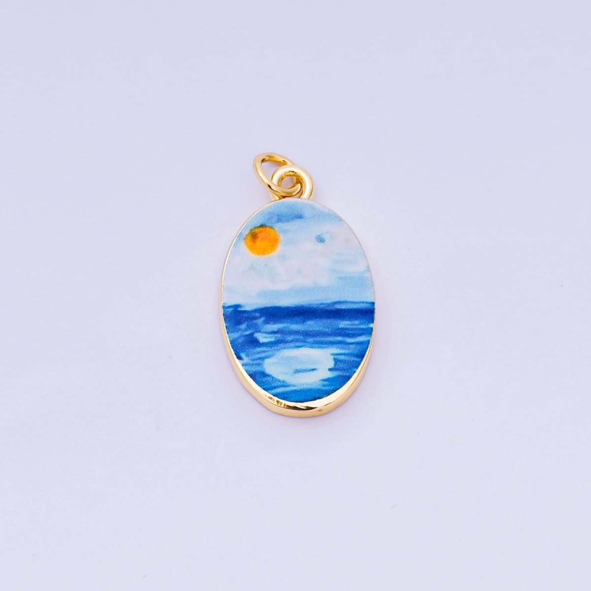 24K Gold Filled 23mm Enamel Art Oval Spring Holiday Charm in Flower, Butterfly, & Nature | AH - 544 AH - 545, AJ - 513, AJ - 514, AJ - 520, AJ - 522, AJ - 528 - AJ530, AJ - 532 - AJ - 535, AJ - 539 AJ - 540, AJ - 544 AJ - 545, AJ - 547 - DLUXCA