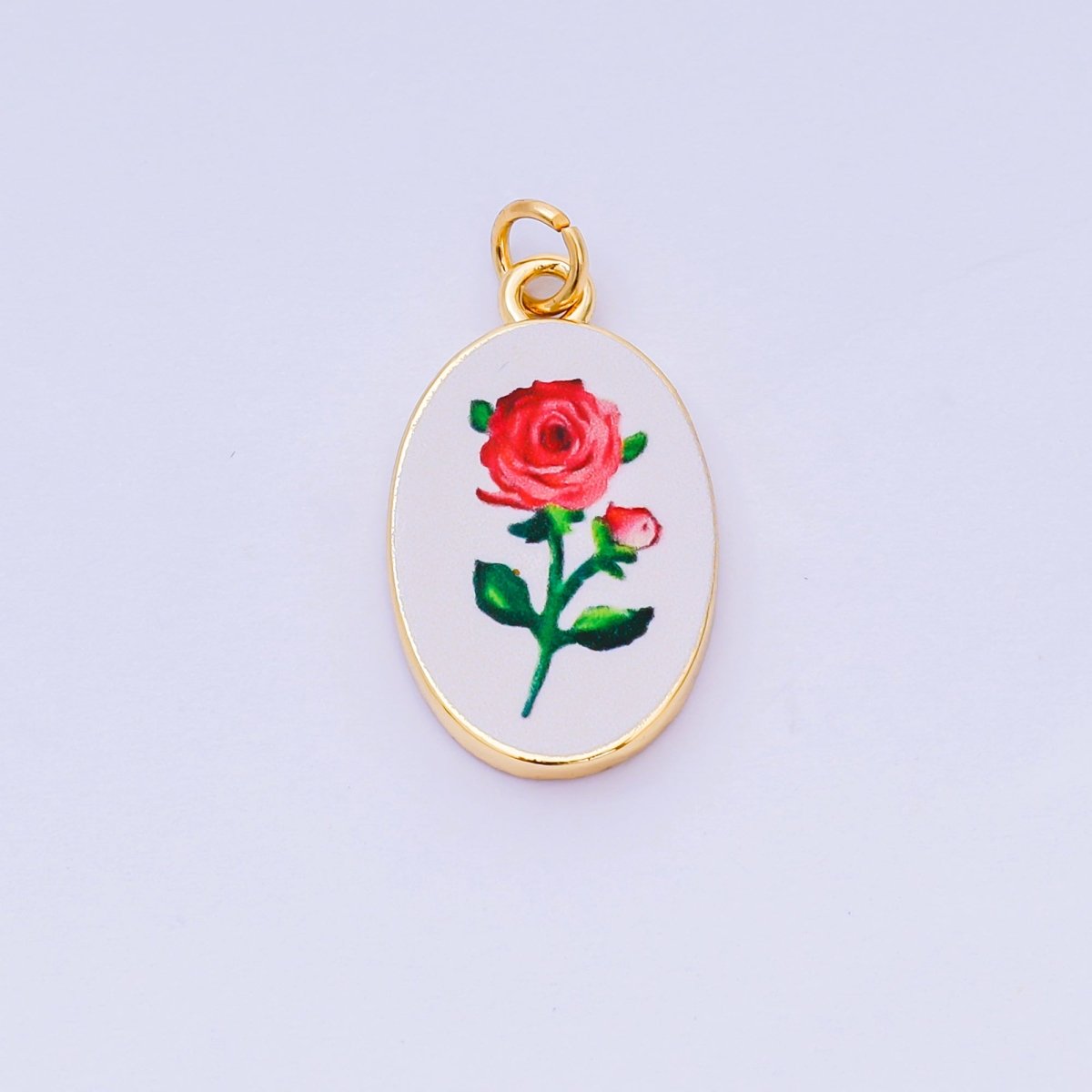24K Gold Filled 23mm Enamel Art Oval Spring Holiday Charm in Flower, Butterfly, & Nature | AH - 544 AH - 545, AJ - 513, AJ - 514, AJ - 520, AJ - 522, AJ - 528 - AJ530, AJ - 532 - AJ - 535, AJ - 539 AJ - 540, AJ - 544 AJ - 545, AJ - 547 - DLUXCA
