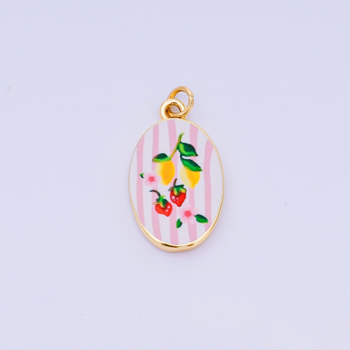 24K Gold Filled 23mm Enamel Art Oval Spring Holiday Charm in Flower, Butterfly, & Nature | AH - 544 AH - 545, AJ - 513, AJ - 514, AJ - 520, AJ - 522, AJ - 528 - AJ530, AJ - 532 - AJ - 535, AJ - 539 AJ - 540, AJ - 544 AJ - 545, AJ - 547 - DLUXCA
