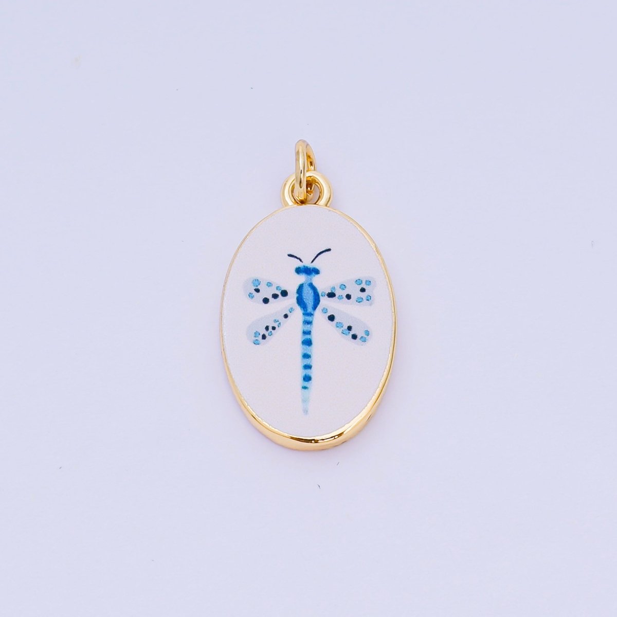 24K Gold Filled 23mm Enamel Art Oval Spring Holiday Charm in Flower, Butterfly, & Nature | AH - 544 AH - 545, AJ - 513, AJ - 514, AJ - 520, AJ - 522, AJ - 528 - AJ530, AJ - 532 - AJ - 535, AJ - 539 AJ - 540, AJ - 544 AJ - 545, AJ - 547 - DLUXCA