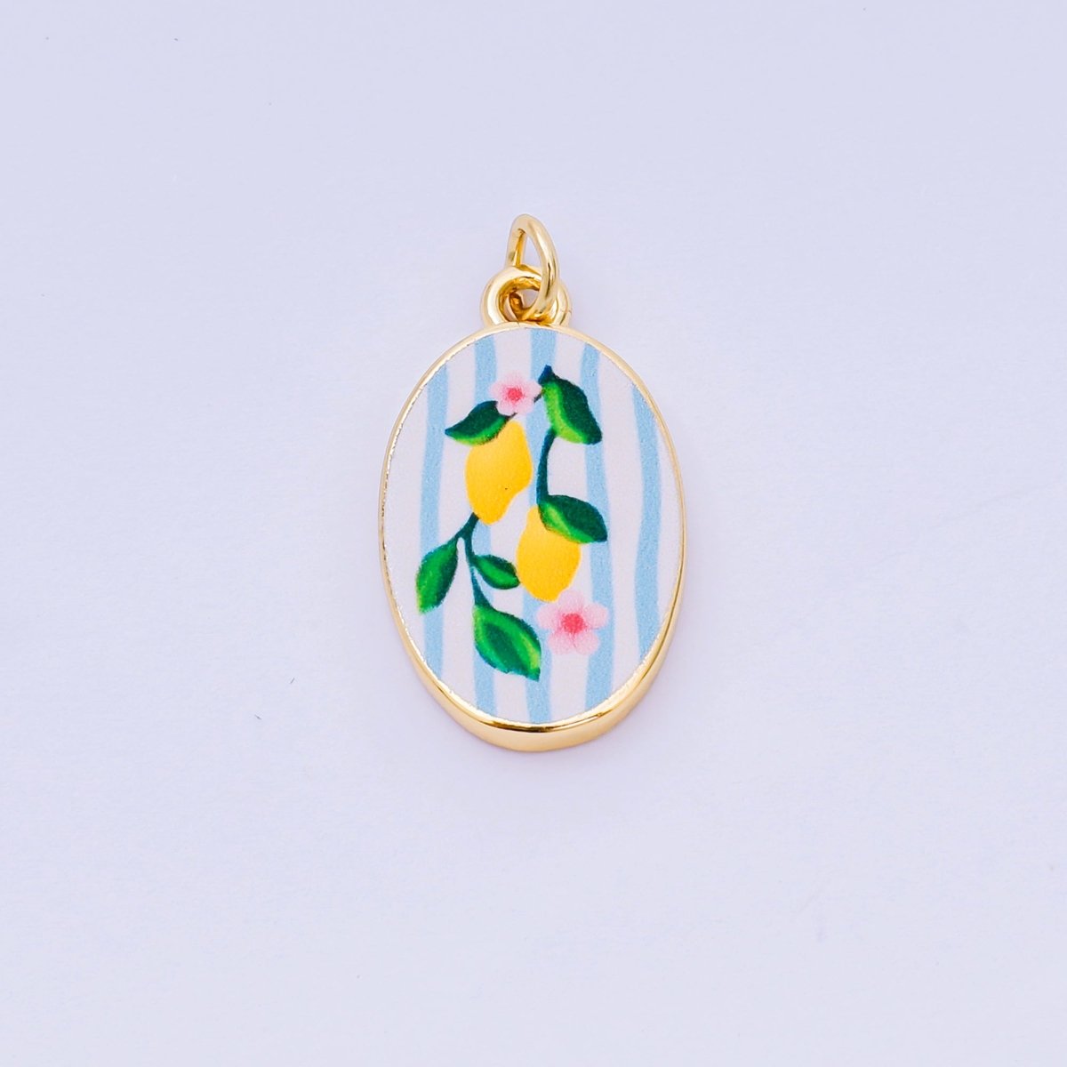 24K Gold Filled 23mm Enamel Art Oval Spring Holiday Charm in Flower, Butterfly, & Nature | AH - 544 AH - 545, AJ - 513, AJ - 514, AJ - 520, AJ - 522, AJ - 528 - AJ530, AJ - 532 - AJ - 535, AJ - 539 AJ - 540, AJ - 544 AJ - 545, AJ - 547 - DLUXCA