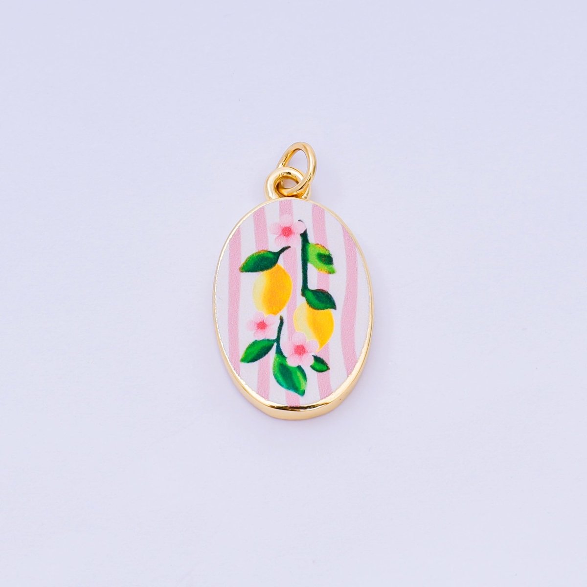 24K Gold Filled 23mm Enamel Art Oval Spring Holiday Charm in Flower, Butterfly, & Nature | AH - 544 AH - 545, AJ - 513, AJ - 514, AJ - 520, AJ - 522, AJ - 528 - AJ530, AJ - 532 - AJ - 535, AJ - 539 AJ - 540, AJ - 544 AJ - 545, AJ - 547 - DLUXCA