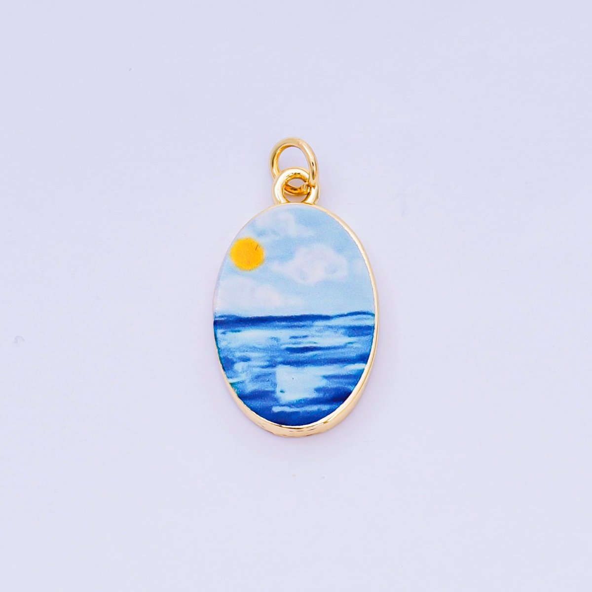 24K Gold Filled 23mm Enamel Art Oval Spring Holiday Charm in Flower, Butterfly, & Nature | AH - 544 AH - 545, AJ - 513, AJ - 514, AJ - 520, AJ - 522, AJ - 528 - AJ530, AJ - 532 - AJ - 535, AJ - 539 AJ - 540, AJ - 544 AJ - 545, AJ - 547 - DLUXCA