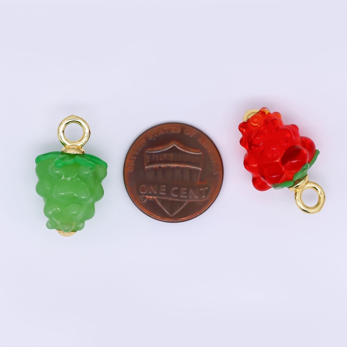 24K Gold Filled 23mm Glass Art Fresh Grape Fruit Charm | AH - 622 AH - 623 - DLUXCA
