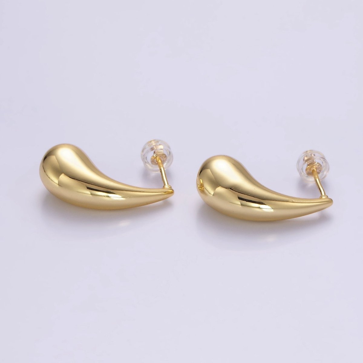 24K Gold Filled 23mm Minimalist Teardrop Stud Earrings | P512 - DLUXCA