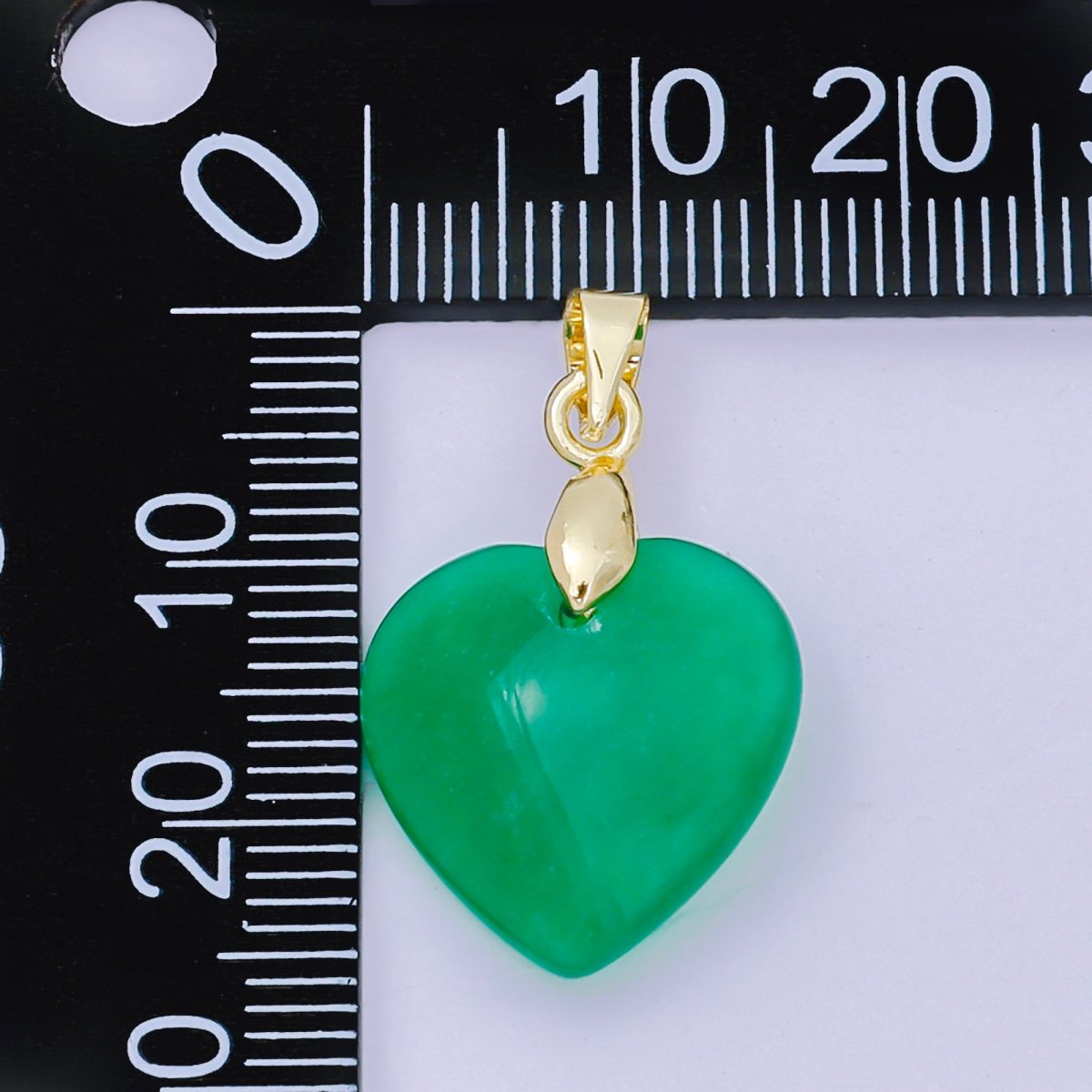 24K Gold Filled 23mm Natural Gemstone Jade Charm Heart Pendant | AA - 1595 - DLUXCA
