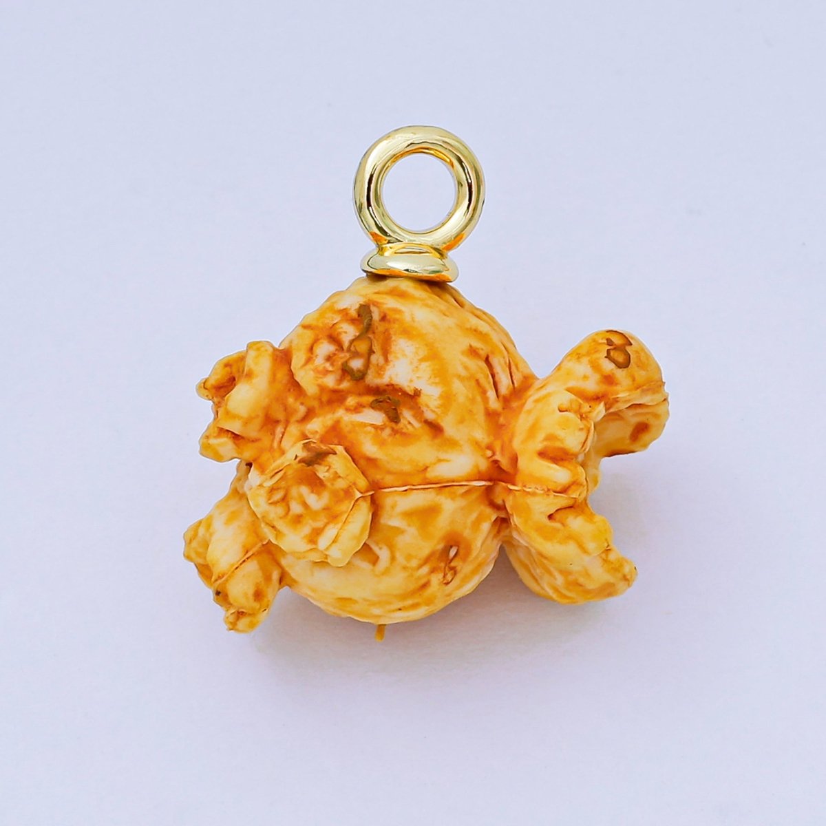 24K Gold Filled 24mm Resin Art 3D Popcorn Snack Movie Charm in Yellow & White | AH - 649 AH - 650 - DLUXCA
