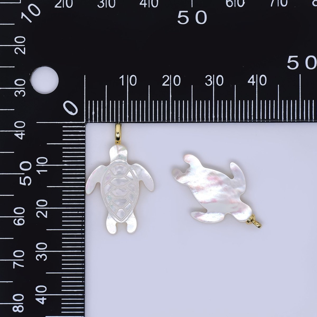 24K Gold Filled 24mm Shell Pearl Sea Turtle Pendant Charm | AF563 P1585 - DLUXCA