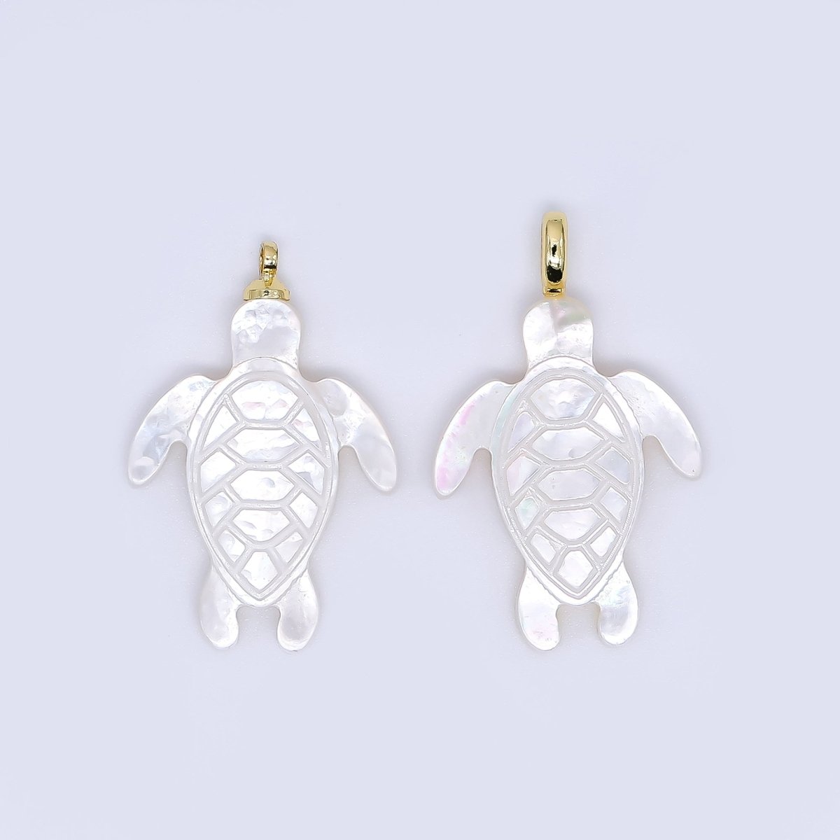 24K Gold Filled 24mm Shell Pearl Sea Turtle Pendant Charm | AF563 P1585 - DLUXCA