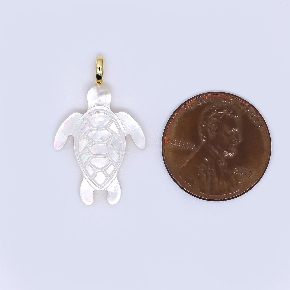 24K Gold Filled 24mm Shell Pearl Sea Turtle Pendant Charm | AF563 P1585 - DLUXCA