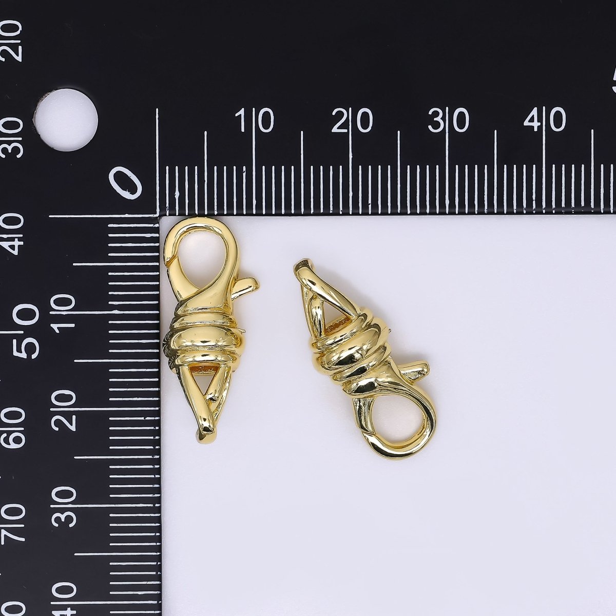 24K Gold Filled 24mm Twist of Wires Lobster Closure Finding | Z - 1308 - DLUXCA