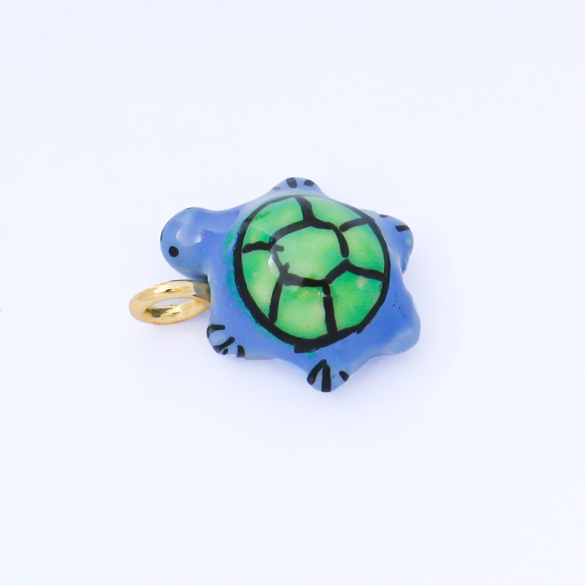 24K Gold Filled 25mm Blue, Red, Pink Sea Ceramic Turtle Animals Charm | AF1522 - AF1524 - DLUXCA