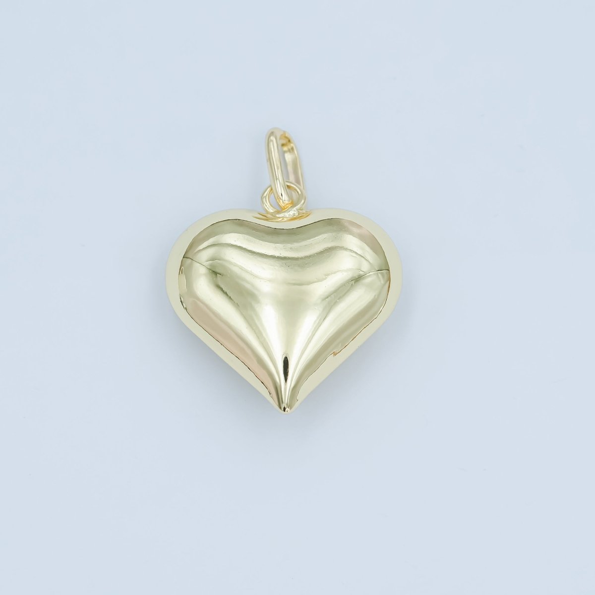 24K Gold Filled 25mm Chubby Minimalist Heart Link Pendant in Gold & Silver | AA1484 - DLUXCA