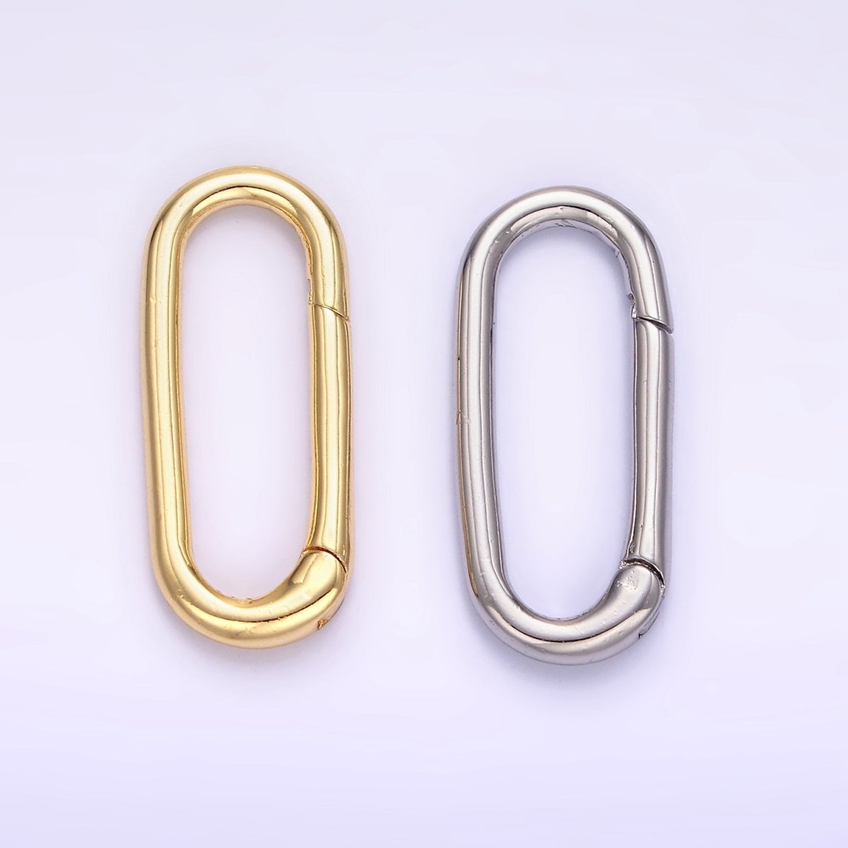 24K Gold Filled 25mm Oblong Push Hinge Gate Findings in Gold & Silver | Z802 - DLUXCA