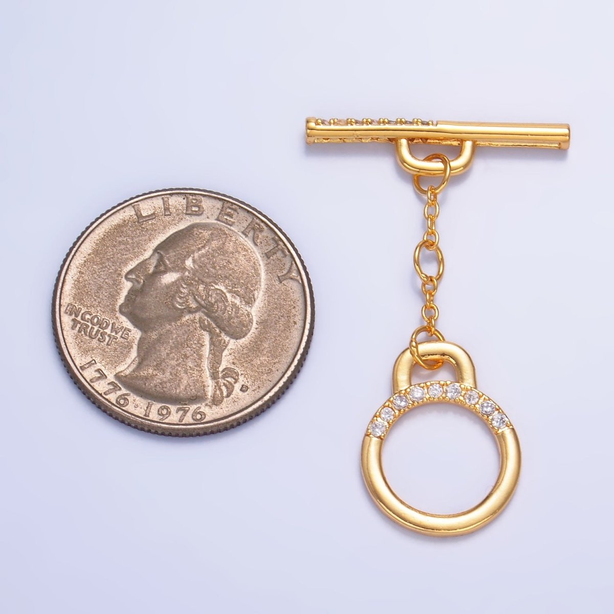 24K Gold Filled 25mm Pave Minimalist Toggle Clasps Closure Findings in Gold & Silver | Z1039 - DLUXCA