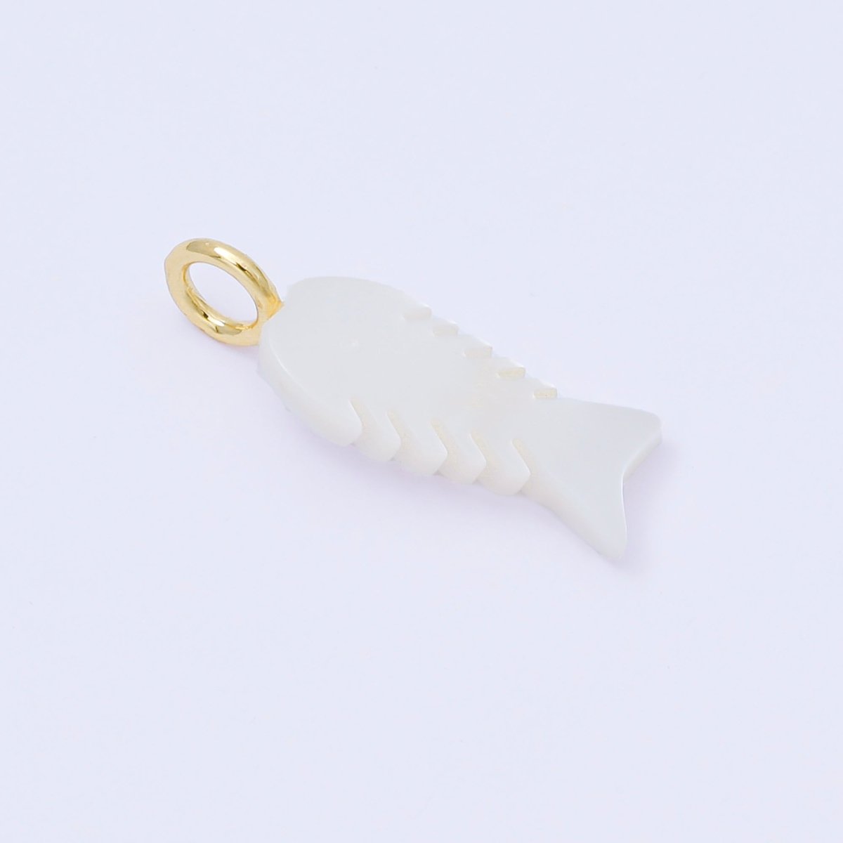 24K Gold Filled 25mm Shell Pearl Fish Sardine Animal CZ Drop Pendant | AF568 AF569 - DLUXCA