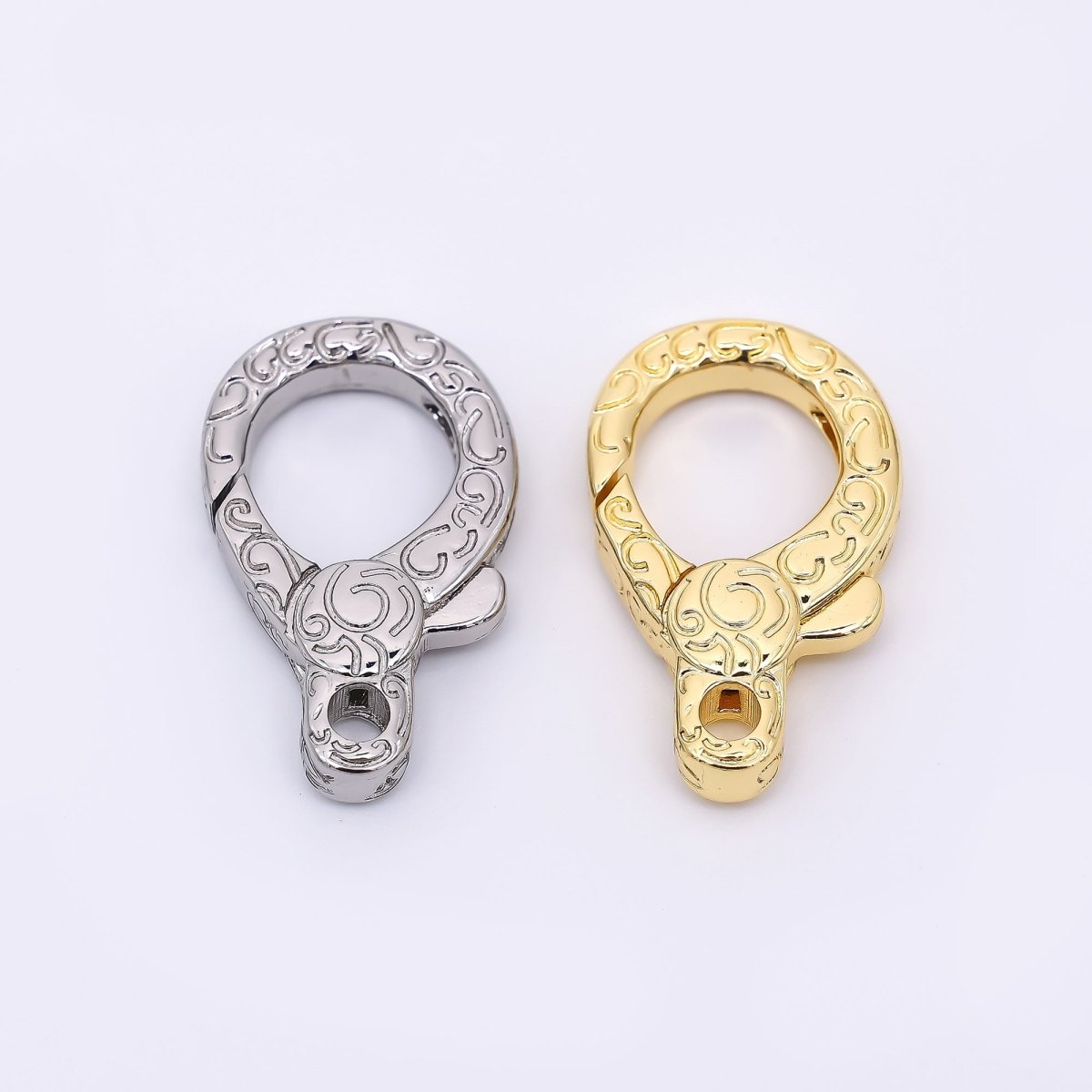 24K Gold Filled 25mm Textured Lobster Clasp Closure Findings in Gold & Silvder | Z - 1311 - DLUXCA