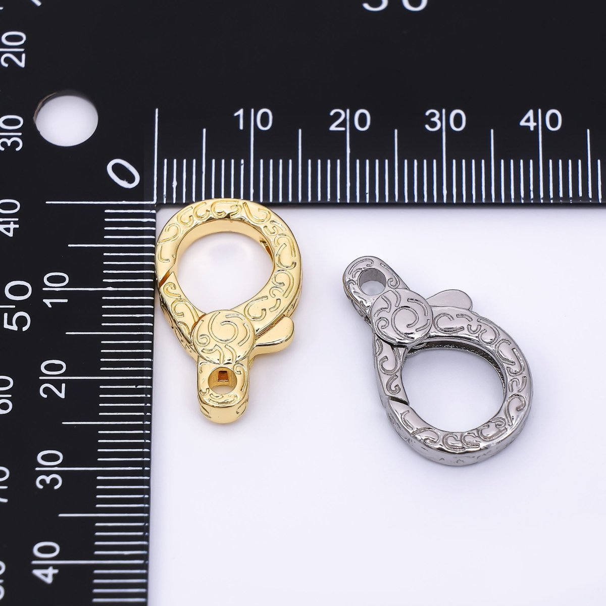 24K Gold Filled 25mm Textured Lobster Clasp Closure Findings in Gold & Silvder | Z - 1311 - DLUXCA