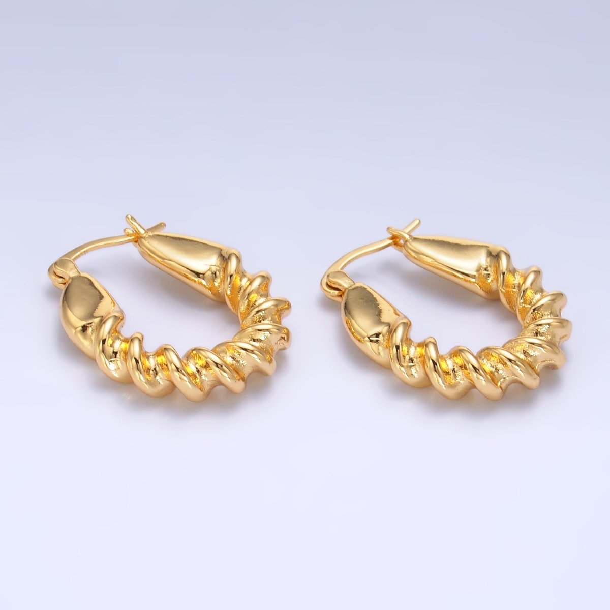 24K Gold Filled 25mm Twisted Latch Hoop Earrings | AB686 - DLUXCA