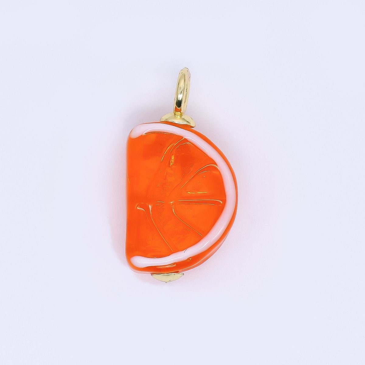 24K Gold Filled 26.5mm Art Glass Slice of Summer Oranges Dainty Charm | E841 E897 - DLUXCA
