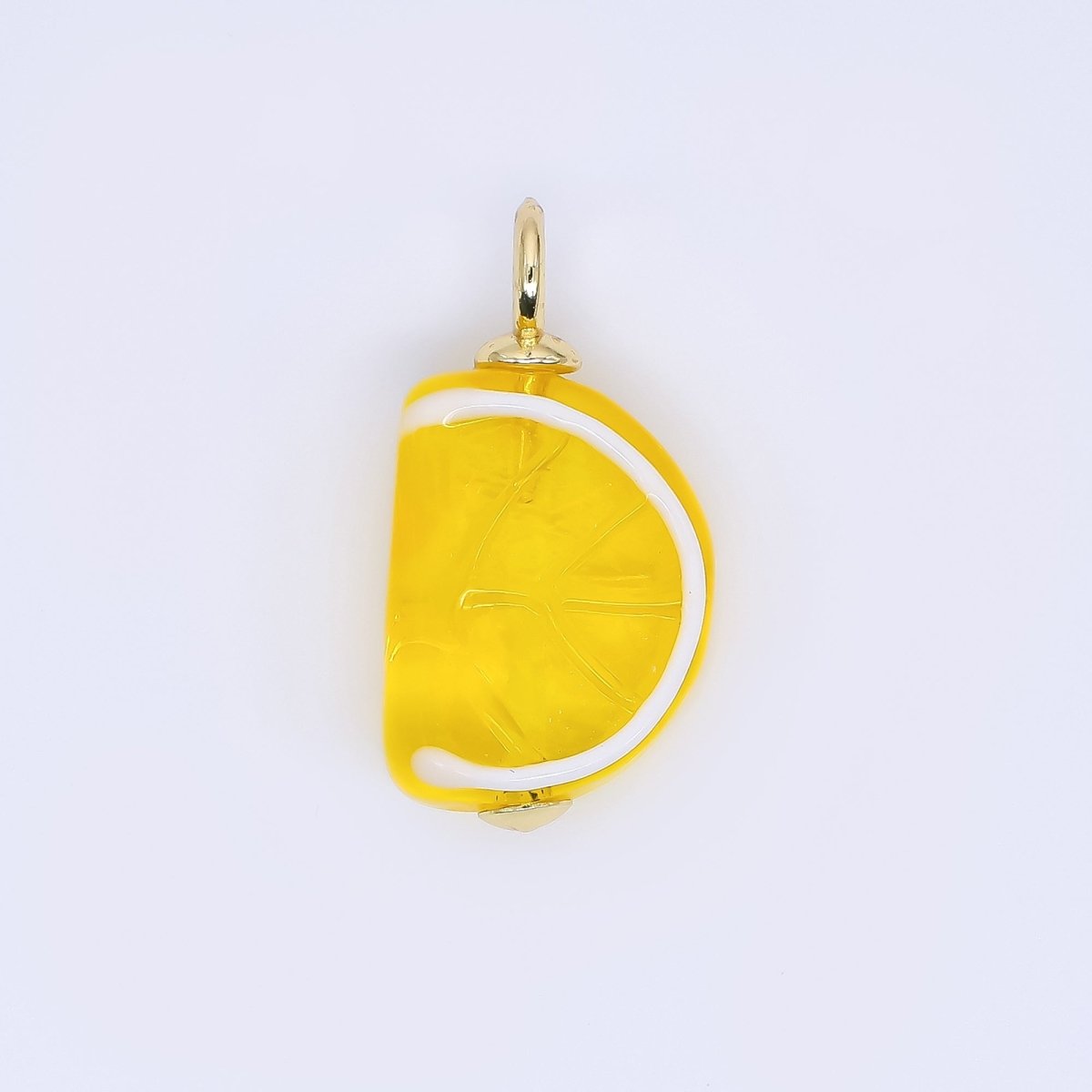 24K Gold Filled 26.5mm Art Glass Slice of Summer Oranges Dainty Charm | E841 E897 - DLUXCA