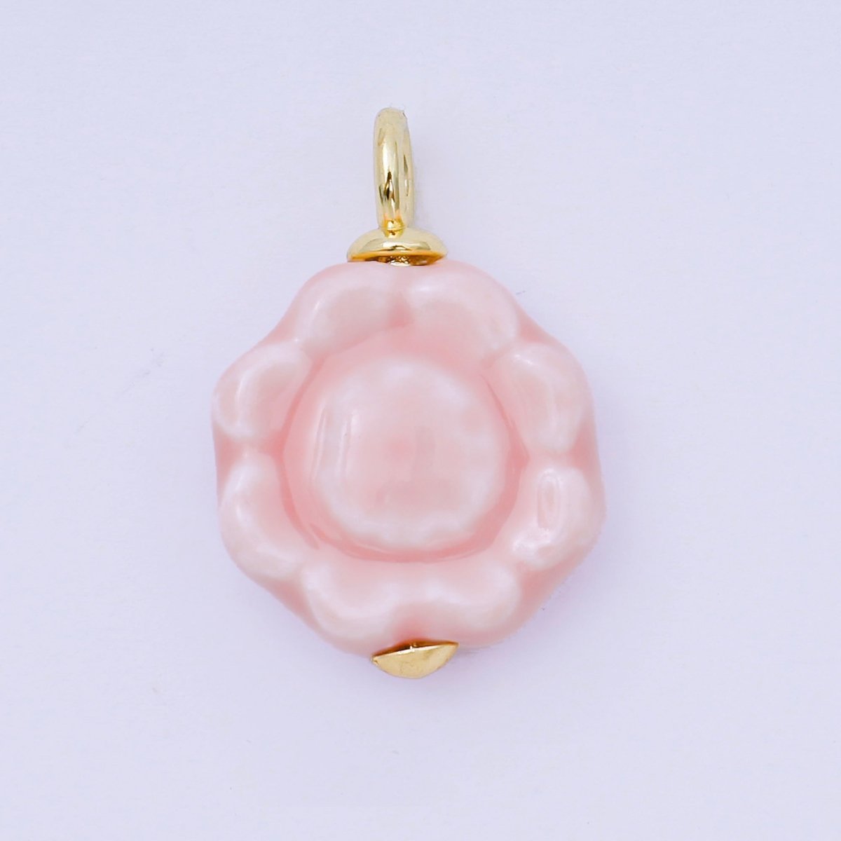 24K Gold Filled 26mm Ceramic Art Vintage Luxurious Blooming Flower Charm | AH - 651 - AH - 654 - DLUXCA