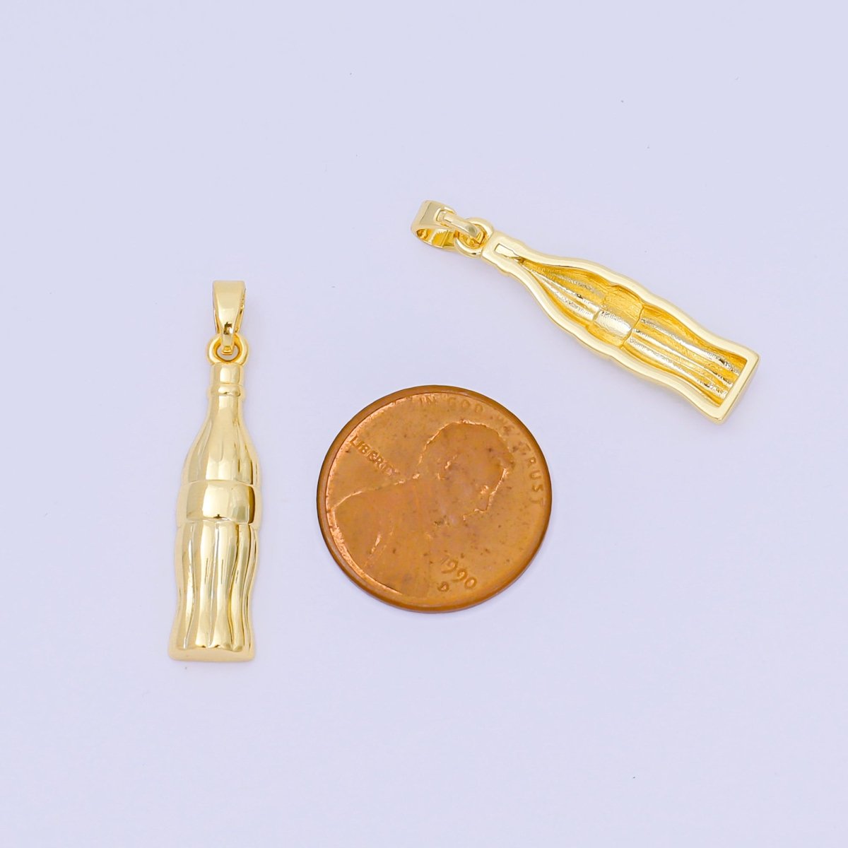 24K Gold Filled 27mm Classic Soda Glass Bottle Pendant | AA1596 - DLUXCA