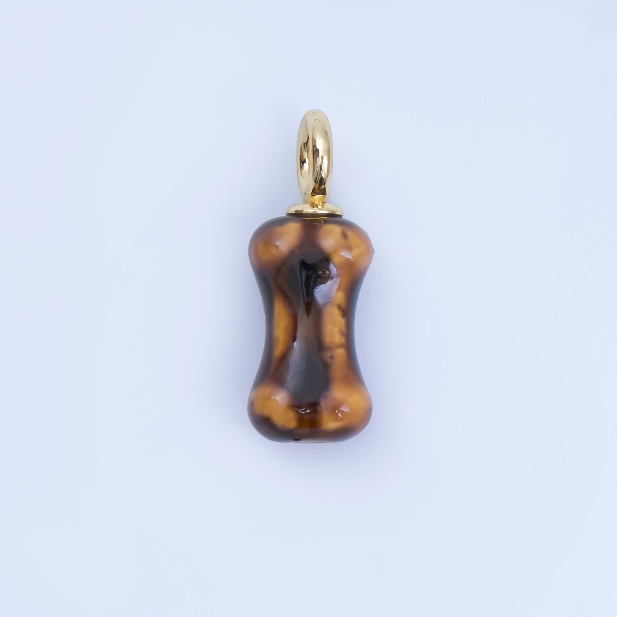 24K Gold Filled 27mm Teal, White, Brown Ceramic Dog's Bone Charm | AF1257 AF1258 - DLUXCA