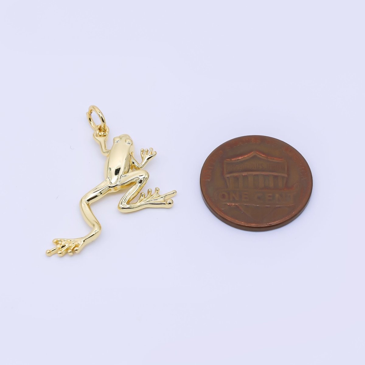 24K Gold Filled 28mm Minimalist Jumping Frog Animals 3D Multidimensional Charm | AF1245 - DLUXCA