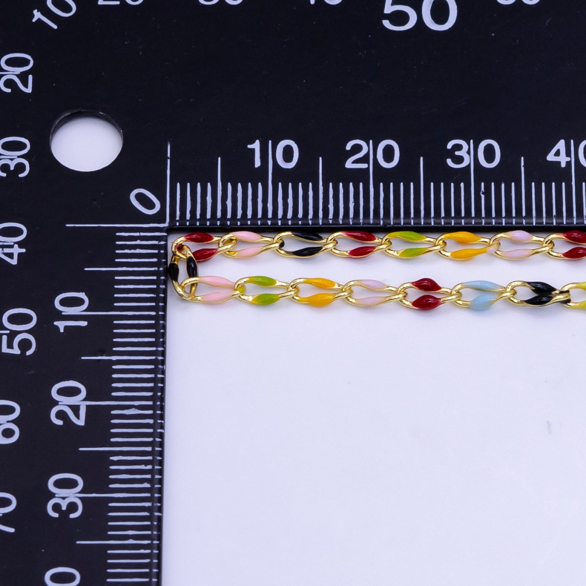 24K Gold Filled 2.8mm Multicolor Enamel Unfinished Chain | Roll-1514 - DLUXCA