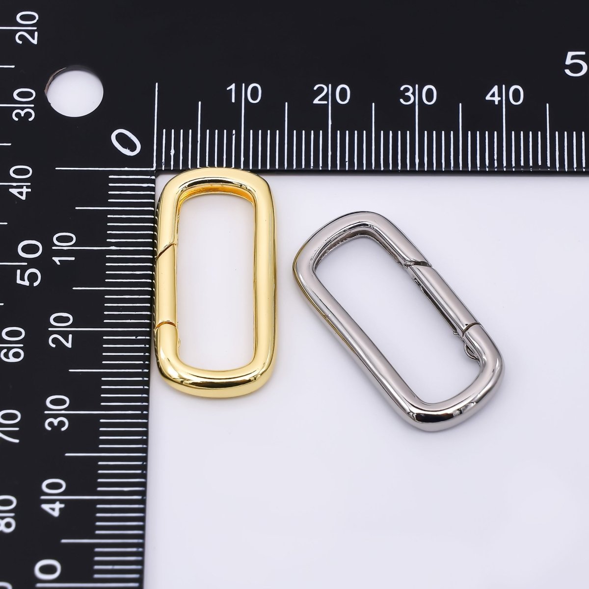 24K Gold Filled 28mm Simple Oval Round Push Gate Closure Finding in Gold & Silver | Z - 1313 - DLUXCA