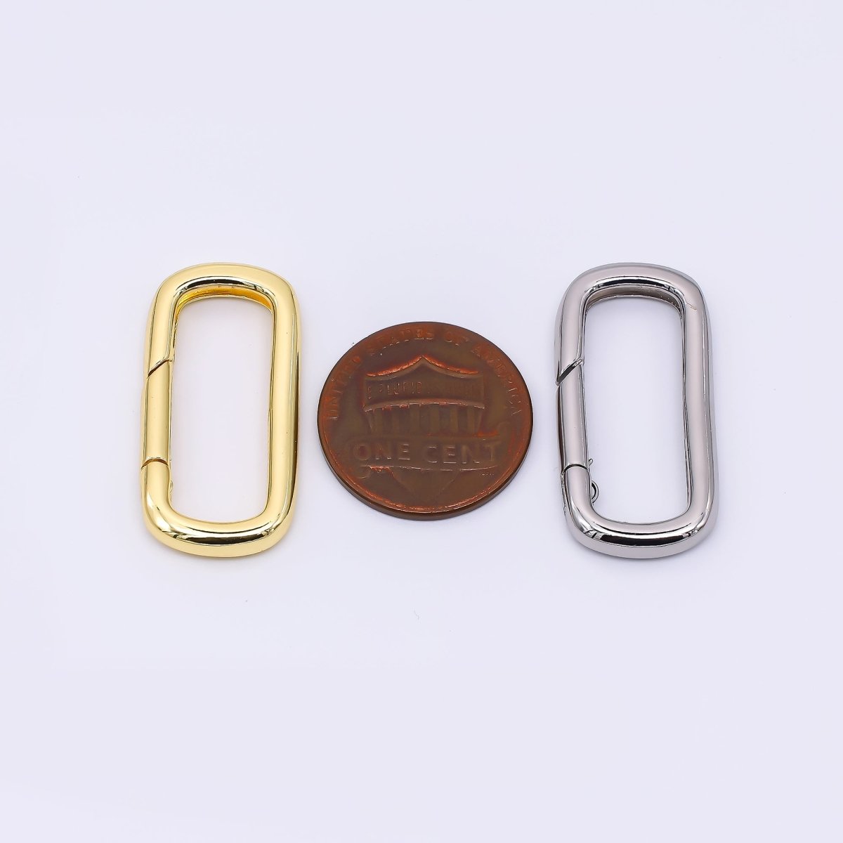 24K Gold Filled 28mm Simple Oval Round Push Gate Closure Finding in Gold & Silver | Z - 1313 - DLUXCA