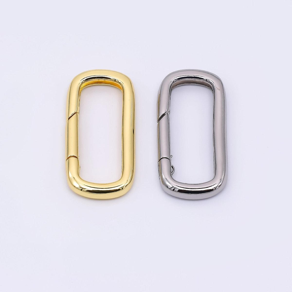 24K Gold Filled 28mm Simple Oval Round Push Gate Closure Finding in Gold & Silver | Z - 1313 - DLUXCA