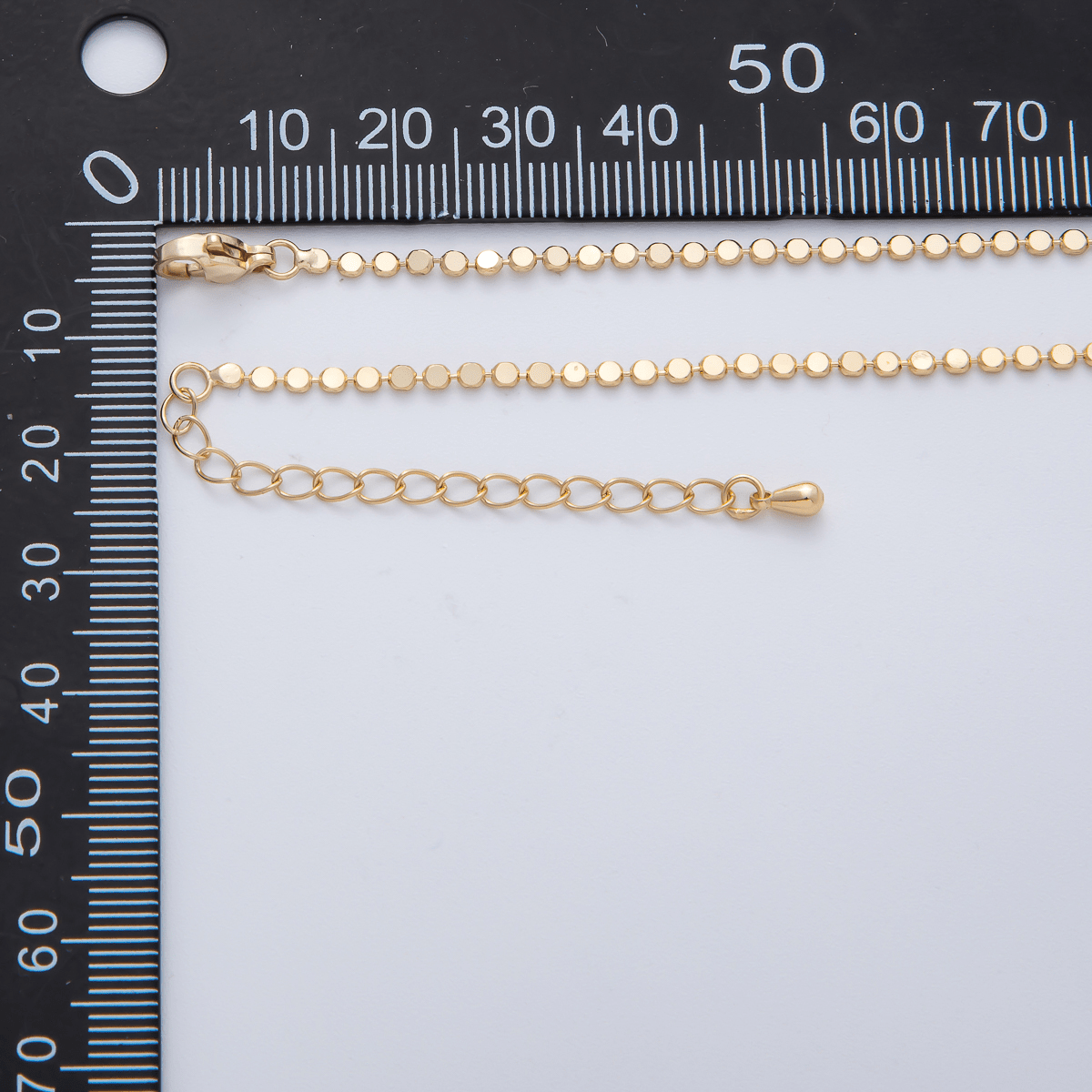 24K Gold Filled 2mm Bead Chain 14.5 Inches Necklace w. Extender | WA - 4000 - DLUXCA
