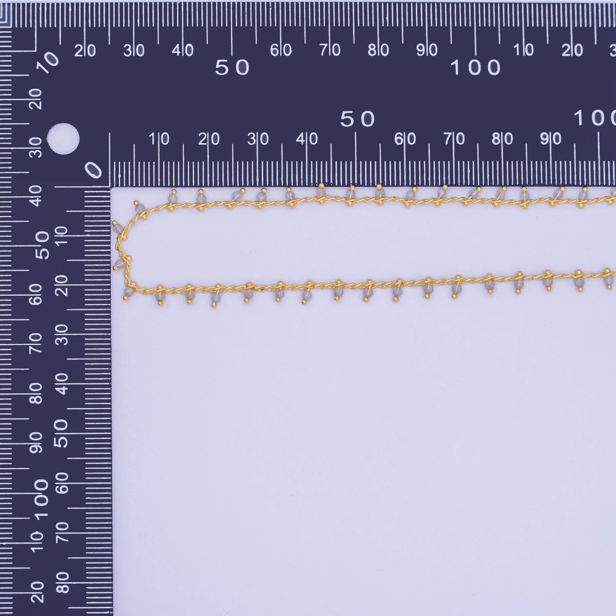 24K Gold Filled 2mm Clear Multifaceted Crystal Drop Unfinished Chain by Yard | Roll - 01666 - DLUXCA